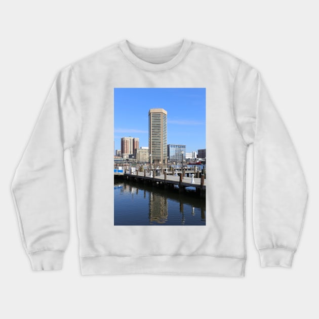 Baltimore's Inner Harbor and World Trade Center Crewneck Sweatshirt by Christine aka stine1